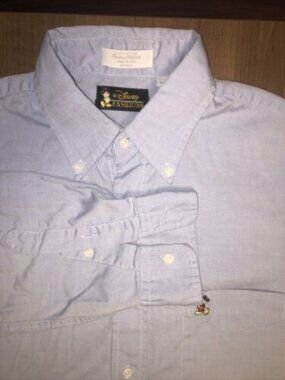 Disney Fashions Vintage Mickey Mouse Logo Size 16-33 USA Blue Button Up Shirt